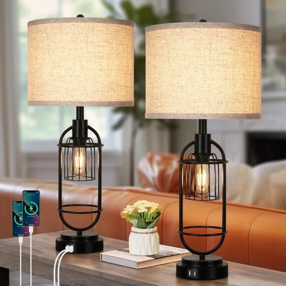 Set Of 2 29” 2-Light Table Lamps w/USB Slots - Picture 8 of 8